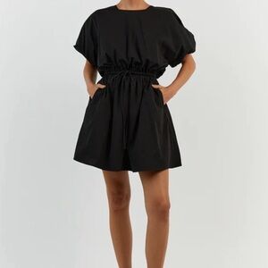 DISSH ELLA BLACK COTTON MINI DRESS